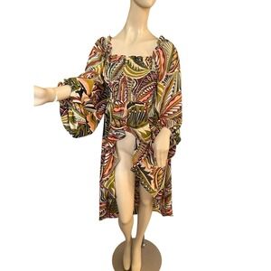 Live 4 Truth Floral‎ Flutter Duster High Low/Front Slit Balloon Sleeve SzM